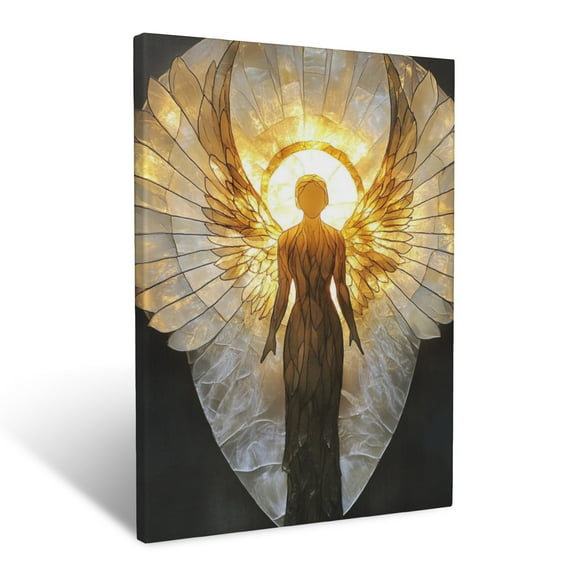 CozyNet Angel Spreading Glowing Wings Celestial Figure Radiating Faith, Hope, And Heavenly Light Wall Art Prints With Frame Canvas Perfect for Living Room & Bedroom, Wall Decor 12"x16"