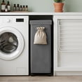 thumbnail image 4 of 65L Slim Rolling Laundry Hamper with Lid Foldable Fabric, Dirty Clothes Basket with Wheels and Handles, Space Saving Durable, Bathroom Bedroom Laundry Storage Home Use, 4 of 6