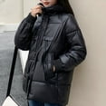 thumbnail image 4 of SuDongPo Women's Warm Coat Solid Color Long Sleeve Hooded Neck Zip Up Waterproof Padded Quilted Coat Casual Loose Outerwear Ladies Jackets Fall Winter, 4 of 5