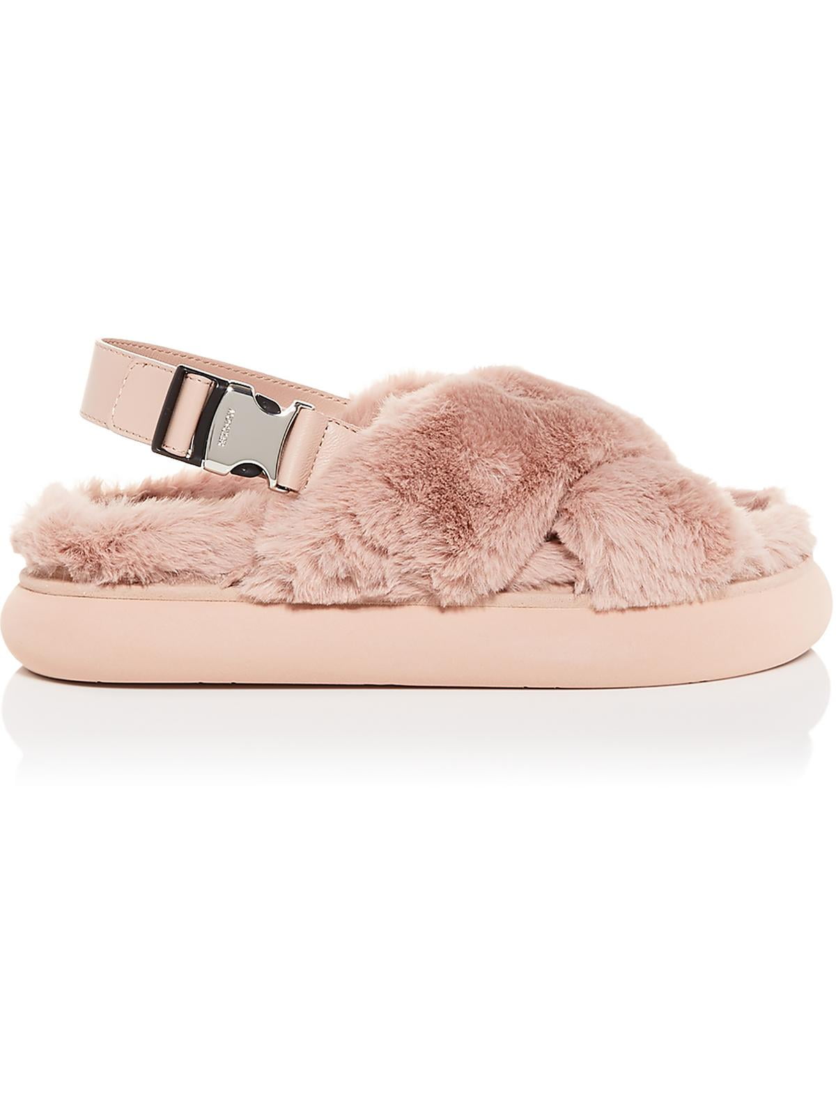 【送料&関税込】Moncler Pink Leather And Fabric Sandals Moncler Womens Solarisse Fur Leather Warm Slingback Sandals