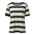 thumbnail image 4 of DHFJKG Womens Tops Striped Color Block Short Sleeve T Shirts Crewneck Casual Loose Fit Basic Tee Shirt Summer Trendy Tops, 4 of 7