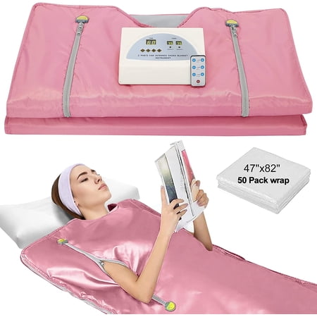 ABORON Portable In/frared Sauna Blanket  Digital Far-In/frared Heat Sauna Blanket 2 Zone  Personal Sauna for Relaxation at Home  Upgraded Zipper Version