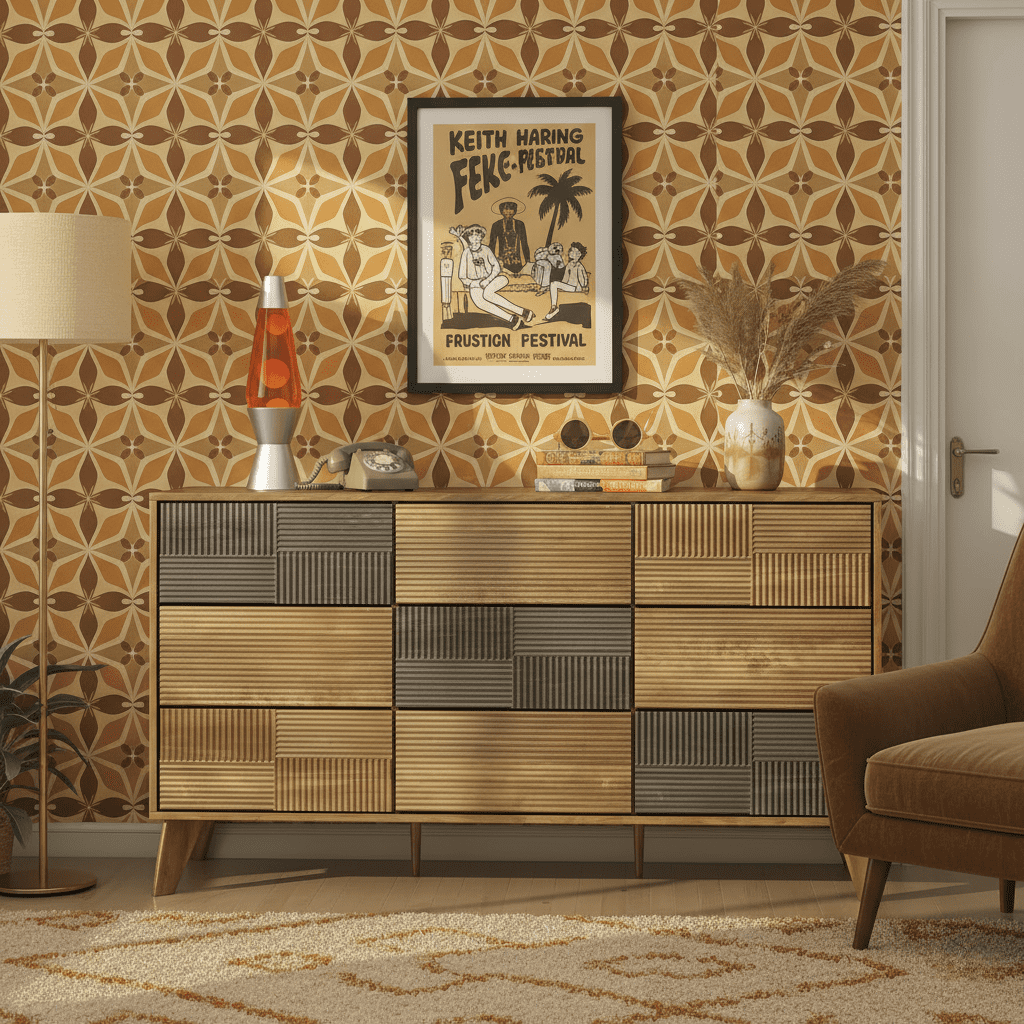 Danpinera Home 55" Wooden Dresser for Bedroom, 9 Drawer Double Dresser with Fluted Front, Mid Century Modern Push-to-Open Chest of Drawers, Dark Wood