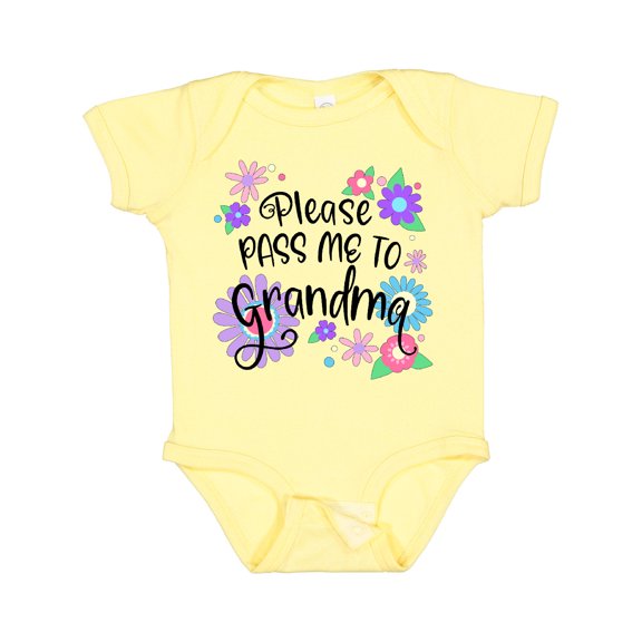 Inktastic Please Pass Me to Grandma with Flowers Boys or Girls Baby Bodysuit