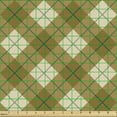 thumbnail image 2 of Ambesonne Plaid Fabric by the Yard Upholstery, Brown Diagonal Retro, 1 Yard, Pale Brown Green Beige, 2 of 5