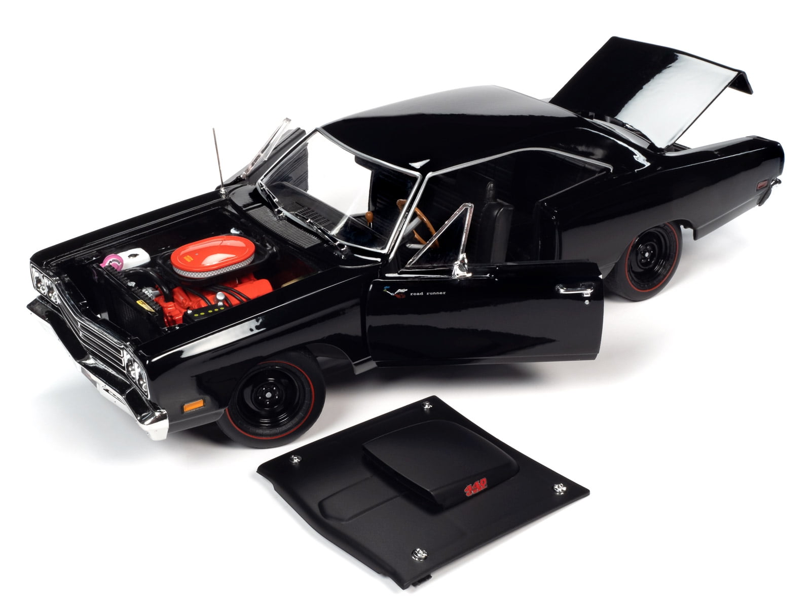 AUTO WORLD 1:18 1969 1/2 PLYMOUTH ROAD RUNNER DIE-CAST BLACK AMM1232 