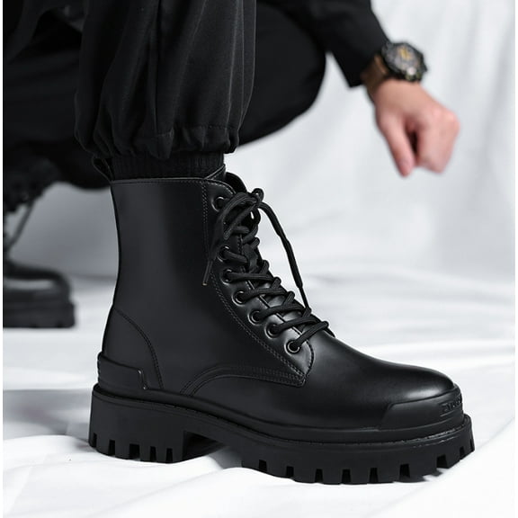Mens Boots Casual Motorcycle Boot for Men Chukka Zipper Combat Botas Para Hombre Fashion