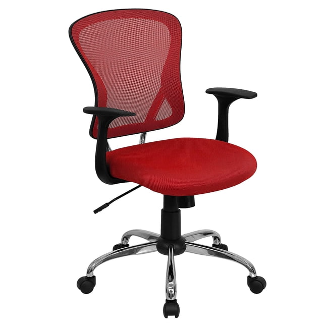 Scranton & Co Chaise de Bureau Moderne en Tissu Maillé à Dossier Mi-Haut, Rouge