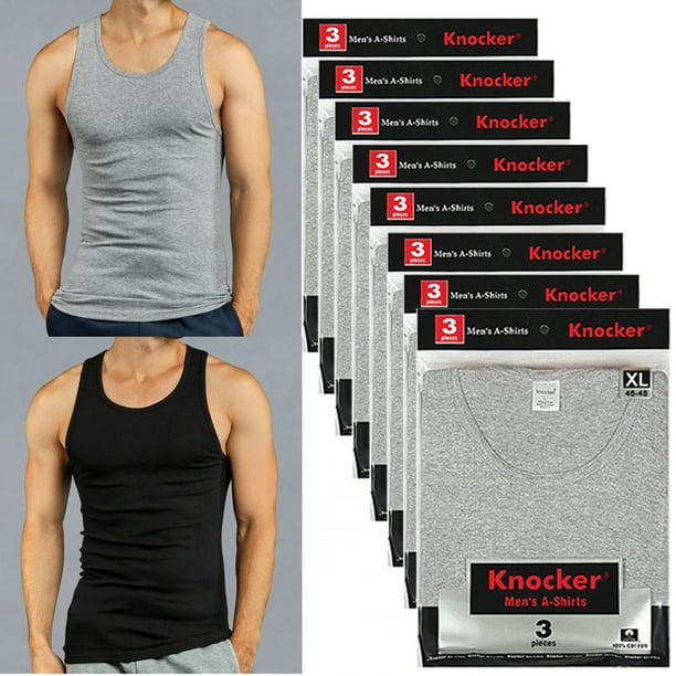 24 X Mens Tank Tops 100% Cotton A-Shirt Ribbed Undershirt Black Gray XLarge Walmart.com