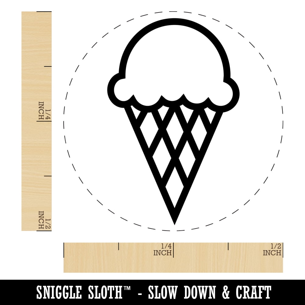 Ice Cream Cone Self-Inking Rubber Stamp Ink Stamper - Black Ink - Mini 1/2 Inch