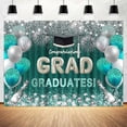 thumbnail image 5 of Silver Green Graduation Backdrop, Sparkling Balloon Fireworks Bachelor Cap Class of 2025 Congrats Grad Photography Background, Congrats Grad Senior Prom Party Decorations Photo Studio Props 6x4ft, 5 of 5