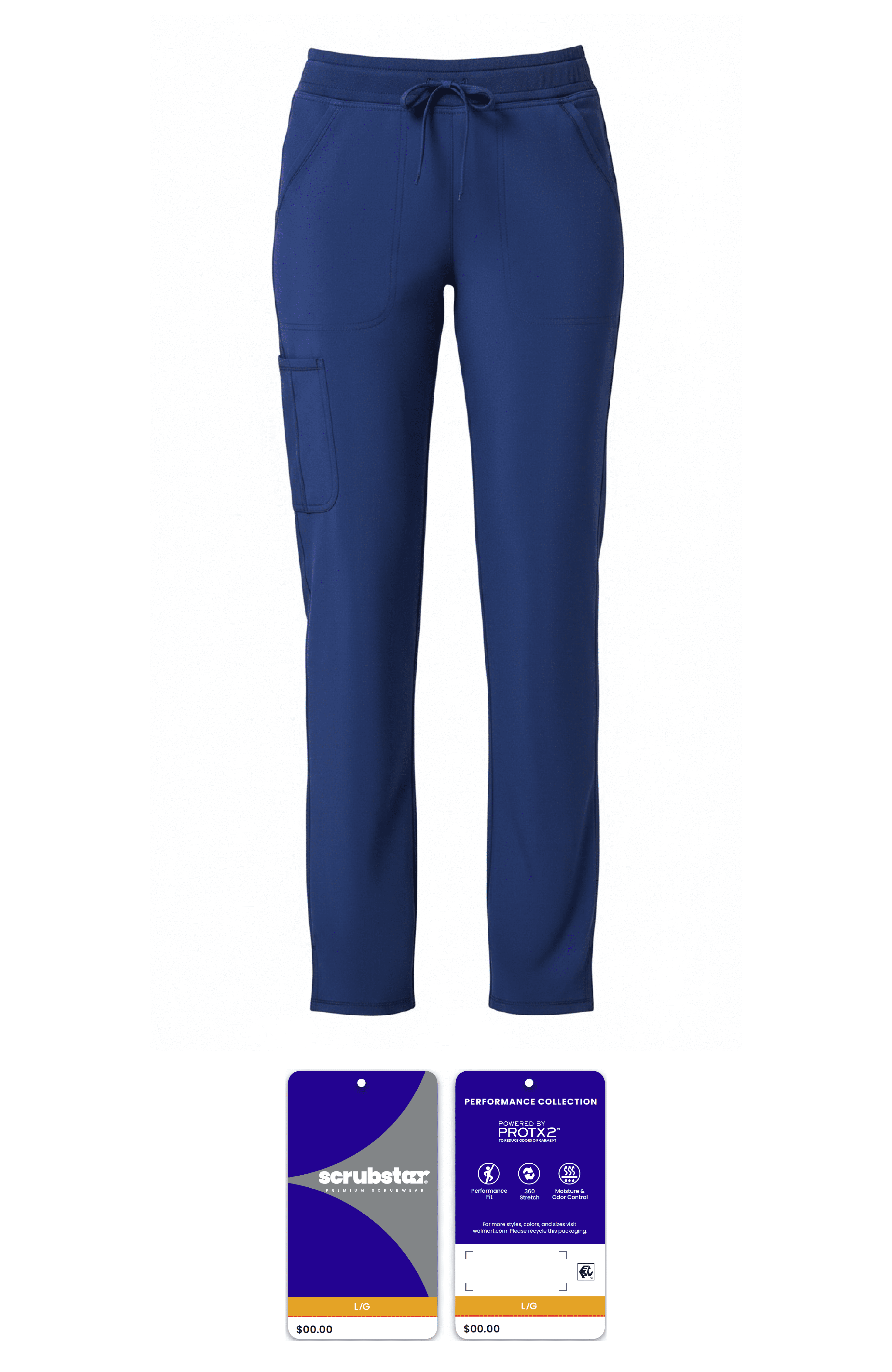 Scrubstar Performance Women’s Antimicrobial Drawstring Cargo Straight Leg Scrub Pant, Sizes XS–3XL
