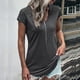 thumbnail image 2 of Camiseta casual de verano para mujer, cuello redondo, cremallera, encaje, blusas, túnica suelta, manga corta, 2 of 6