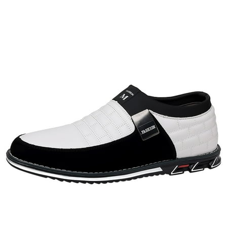 HSMQHJWE Black Work Shoe Leather Slip On Shoes For Men Casual Fashion Style Men S Breathable Comfortable Business Slip On Work Leisure Solid Color Leather Shoes Mens Walking Shoes Size 10