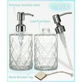 thumbnail image 2 of 2Pack Diamond Embossed Glass Soap Dispenser with 304 Rustproof Stainless Steel Pump, 12 OZ Bathroom soap A Wooden Tag, Elegant Hand for & Kitchen, 2 of 3