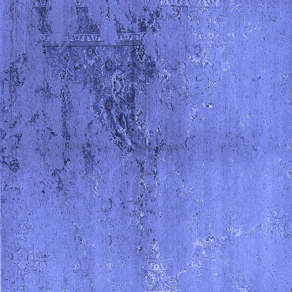 Ahgly Company Indoor Square Oriental Blue Industrial Area Rugs, 6' Square