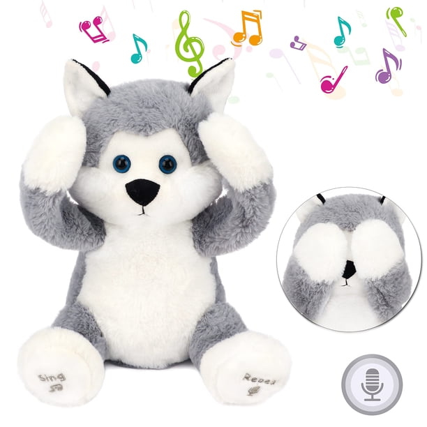 Hopearl Peek A Boo Husky Interactive Repeats What You Say Plush Dog Toy Musical Singing Talking Stuffed Animal Adorable Electric Animate Gift, Gray, 11.5 Hopearl Peek A Boo Husky Interactive Repeats What You Say Plush Dog Toy Musical Singing Talking Stuffed Animal Adorable Electric Animate Gift, Gray, 11.5