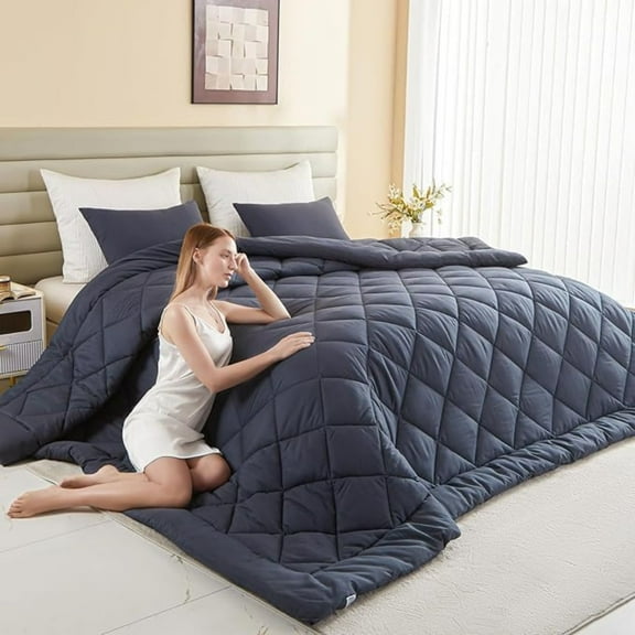 128x120 Oversized King Comforter, Extra Large King Size Comforter Oversized, All Season Soft Lightweight Quilt Down Alternative Duvet Insert with 8 Corner Tabs(128x120, Grey)