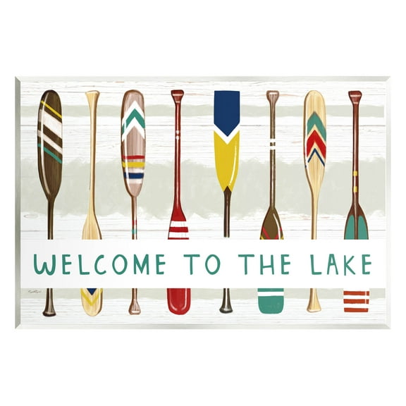 Stupell Industries Lake House Welcome Boat Paddles Graphic Art Unframed Art Print Wall Art, Design by Elizabeth Tyndall