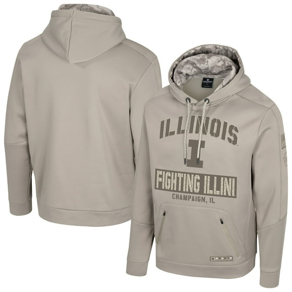 Men's Colosseum Oatmeal Illinois Fighting Illini Big & Tall Operation Hat Trick Battalion Hoodie Sweatshirt