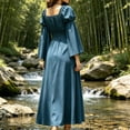 thumbnail image 6 of Guieoi Womens Dresses Long Sleeve Fashionable Court Style Long Dress Blue S, 6 of 7