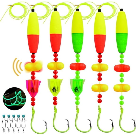 Catfish Fishing Rigs - Bank Fishing Set with 5pcs/Set, 6/0, 8/0, 10/0 Circle Hooks Circle Hooks, High Visibility, Ready to Use Catfish Rigs