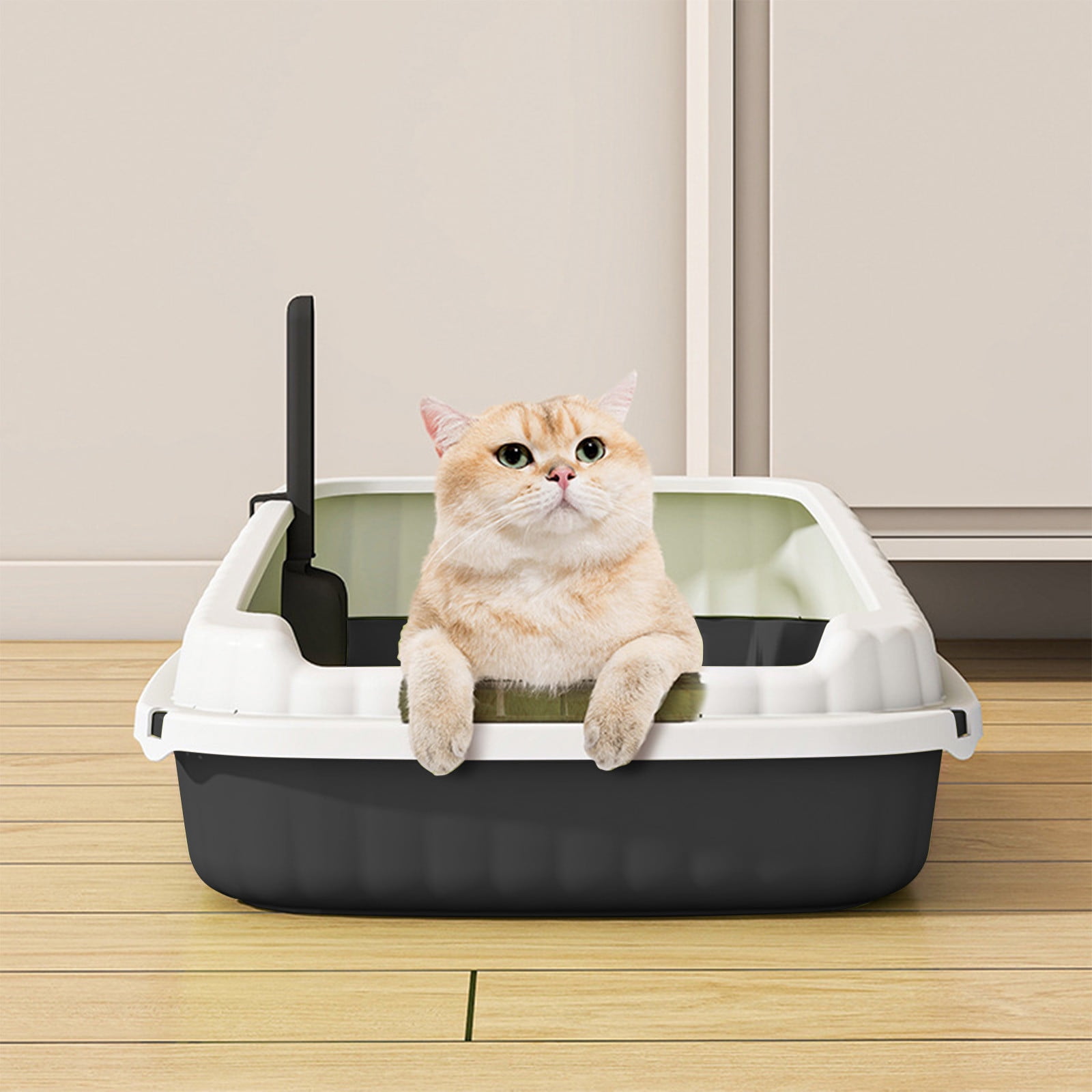 Msgweeeg Large Cats Litter Box Liter Box High Bar Litter Box with Splashs Provides Ample Space for Cats Includes Shovel for Kittens