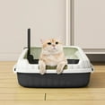thumbnail image 5 of Spacious Semi Enclosed Cat Litter Box with Splash Guard Design and Shovel, Large Size 18.9x12.6x4.72in, 5 of 6