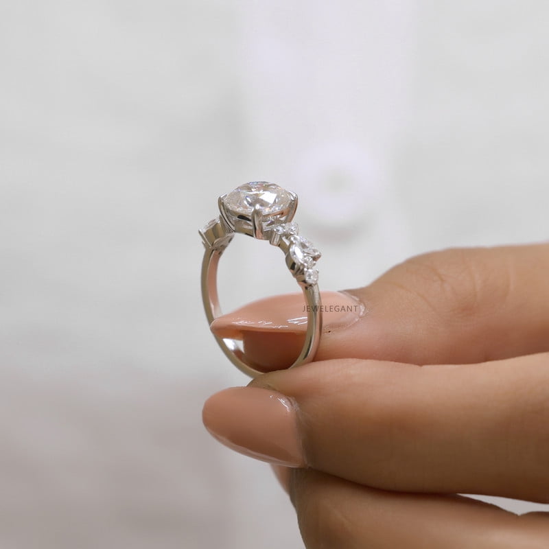 Jewelegant 2.08 Carat Cushion Cut Moissanite Engagement Ring, Nature Inspired Wedding Ring for Women