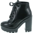 thumbnail image 2 of BAMBOO Jonas-02 Women Lace Up Chunky Heel Lug Sole Platform Combat Ankle Bootie, Black Box PU, 9, 2 of 7