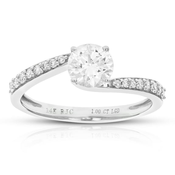 Vir Jewels 1 CTTW Lab Grown Diamond Engagement Ring in 14K White Gold Female Adult