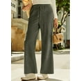 thumbnail image 4 of DOKOTOO Corduroy Pants for Womens Casual High Waisted Drawstring Wide Leg Pants Trousers with Pockets, 4 of 8