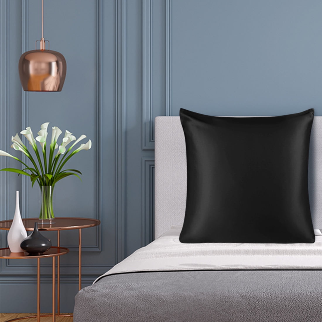 PiccoCasa Silk Pillowcase for Hair and Skin, 22 Momme Silk Pillow Cases Covers with Zip King Black