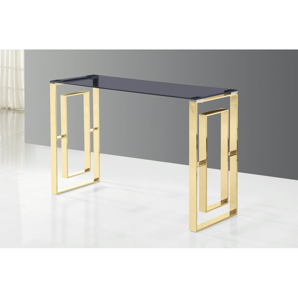 Best Master Furniture E28 Smoked Glass Top with Gold Plated Frame Sofa