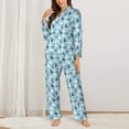 thumbnail image 3 of Wukai Black White Gray Rabbit Print Women's Pajama Set - Soft Long Sleeve Sleepwear for Comfort and Style-Small, 3 of 9