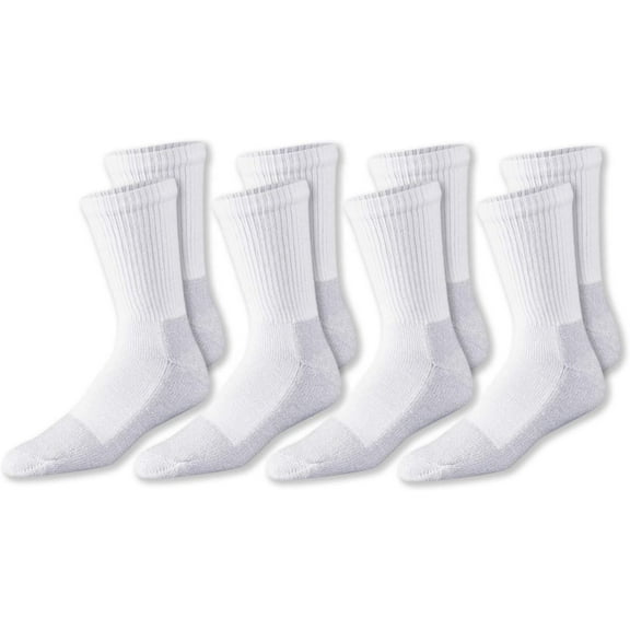 4 pack white crew running socks for men