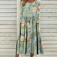 thumbnail image 1 of Vendredi Fou TIMIFIS Robe Maxi pour Femmes d'Automne à la Mode, Manches Longues, Col en V, Décontractée, Ample, Longue, avec Poches, Robe de Retour à la Maison, 1 of 5