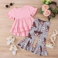 thumbnail image 6 of Uuszgmr Easter Outfits For Girls Boystoddler Short Sleeve Ruffles T Shirt Pullover Tops Cartoon Printed Bell Bottoms Pants Outfits Red,Size:18-24 Months, 6 of 9