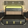 thumbnail image 5 of 4 EVER WINNER King Size LED Bed Frame, Metal Platform Bed Frame with LED Headboard, Rustic Wood Headboard, No Box Spring Needed, Gray, 5 of 7
