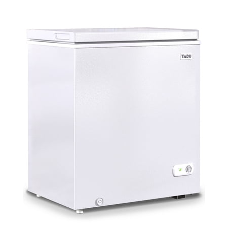 TABU Chest Freezer, 5.0 Cu Ft Deep Freezer with Adjustable Temperature, Compact Freezer with Top Open Door (White)