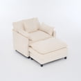 thumbnail image 6 of 39.4" Modern Sofa with Ottoman,Living Room Club Accent Chair Upholstered Armchair,Reading Chair for Bedroom,Luxury Chenille Single Sofa,Beige, 6 of 8