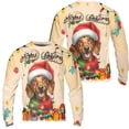 thumbnail image 3 of Merry Christmas Santa Dachshund Scarf Twinkling Lights Xmas Holiday All Over Print 3D Sweatshirt Unisex Merch Wiener Dog Lover Gifts Idea - 00022, 3 of 6