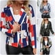 thumbnail image 4 of Chaqueta casual de manga larga con solapa con muescas y estampado de mujer CACAGOO Chaqueta de mujeres, 4 of 7