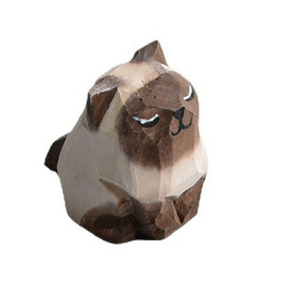 Xmarks Mini Wooden Cat Figurine - Lovely Sculpted Kitten Hand-Painted Wooden Cats Figurine Decoration Home Office Gifts for Cat Lovers, Hand-Made, Carving, Decoration, Small Animals
