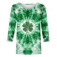 thumbnail image 2 of Ohufall St Patricks Day Shirt for Women 3/4 Sleeve Plus Size Crew Neck Shamrocks Print Tunic Loose T-Shirts Casual Comfort Fashion Pullover Graphic Tees, Green S-5XL, 2 of 4