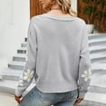 thumbnail image 5 of Wang6 Womens Pink Cardigan Sweaters Fall Open Front Button Long Sleeve Knit Sweater Causal V Neck Loose Floral Knitted Outwear Tops Grey S, 5 of 5