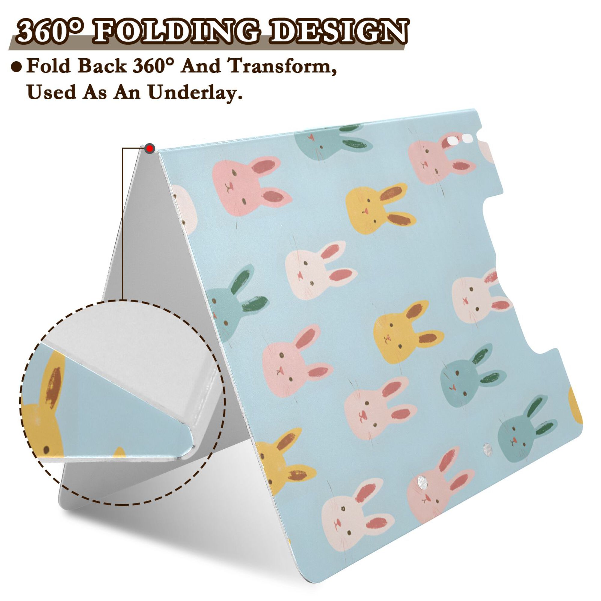 FORMRS A4 Clipboard Folder with Pen Holder Horizontal Foldable School Office Binder, Cute Rabbits