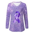 thumbnail image 6 of Nfurl Women Breast Cancer T Shirts Long Sleeve V Neck Tshirts Ribbon Graphic Tees Cancers Awareness Shirts Gifts for Breast Cancer Survivor Purple XL, 6 of 6