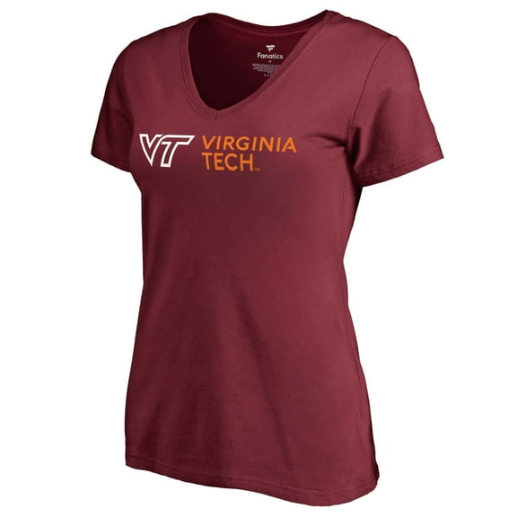 Women's Maroon Virginia Tech Hokies Logo V-Neck T-Shirt