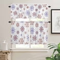 thumbnail image 2 of Christmas Snowflakes Kitchen Curtains and Valances Set, Xmas Purple Brown White Background Rod Pocket Window Valance 18 Inch Window Curtain Panels for Living Room Bedroom Laundry, 27.5x36in, 3 Pieces, 2 of 7